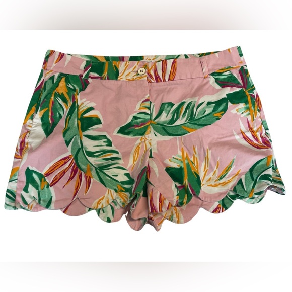 Crown & Ivy Leafy Pink High Waist Shorts - Picture 1 of 4